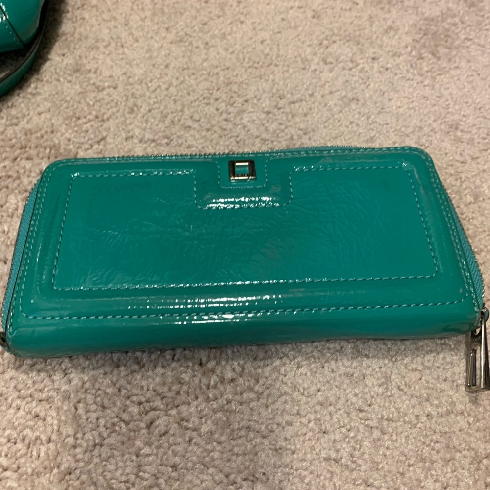 Lodis patent leather zippy wallet